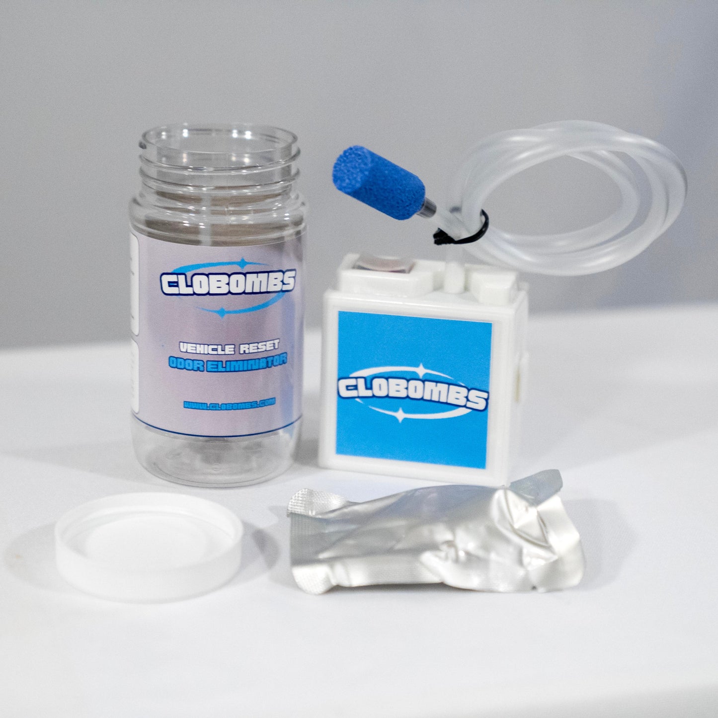 Powerful car deodorizer and odor eliminator kit removing cigarette smoke from vehicle interior