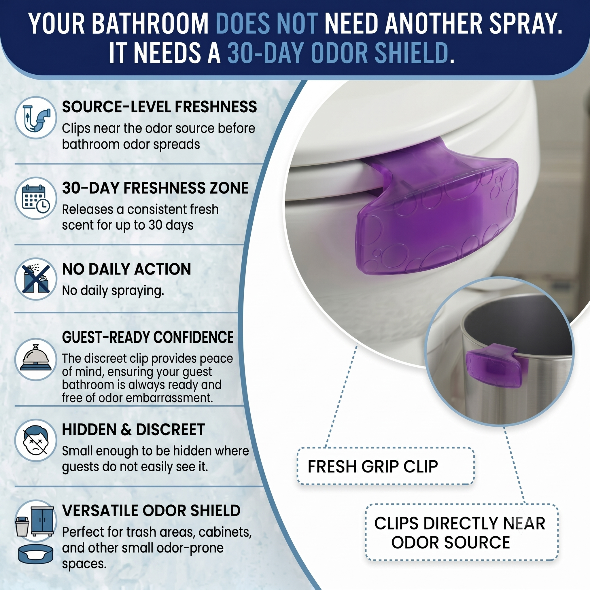 Fresh Grip — 30-Day Toilet & Bathroom Freshener Clip