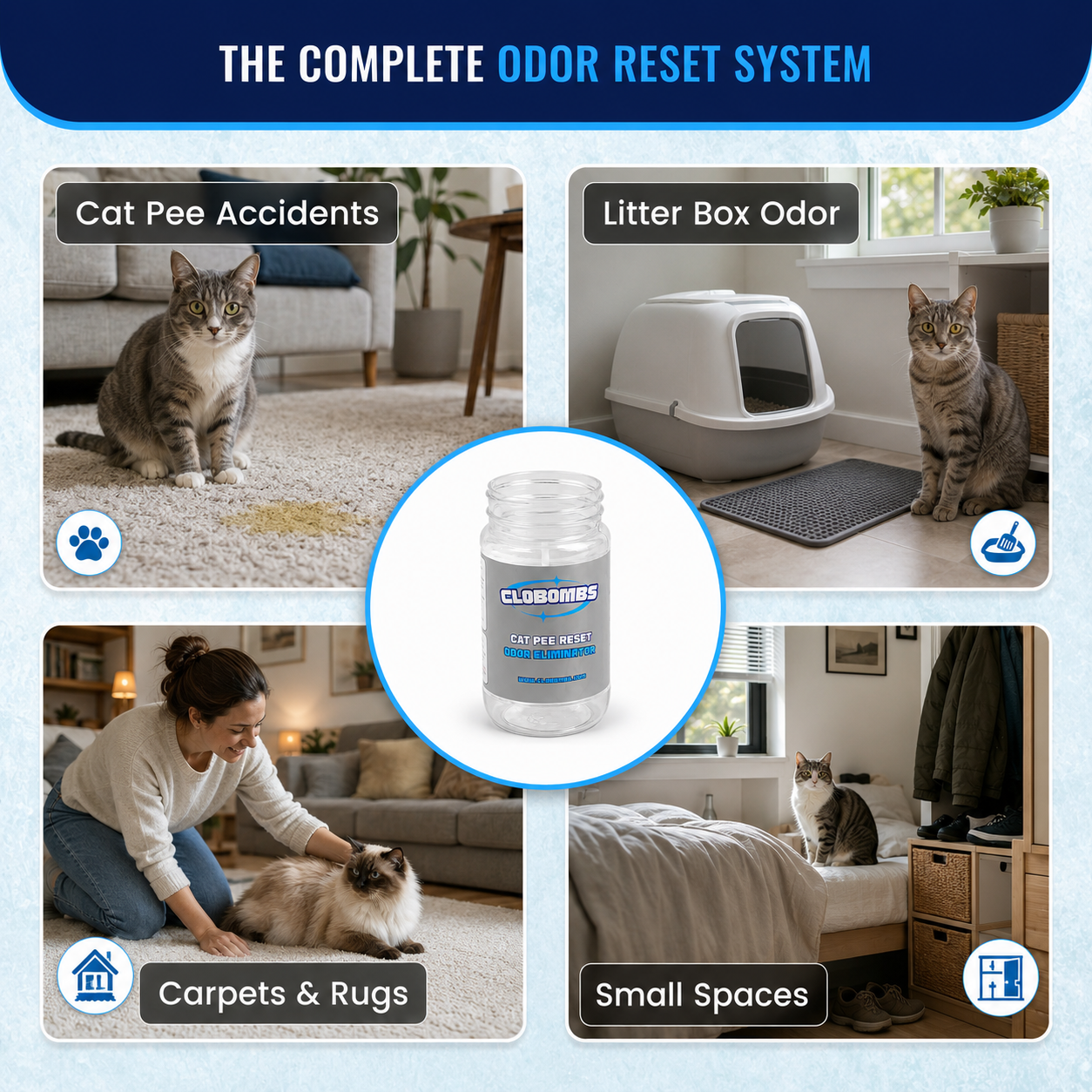 CloBombs Cat Pee & Litter Box Odor Eliminator Kit