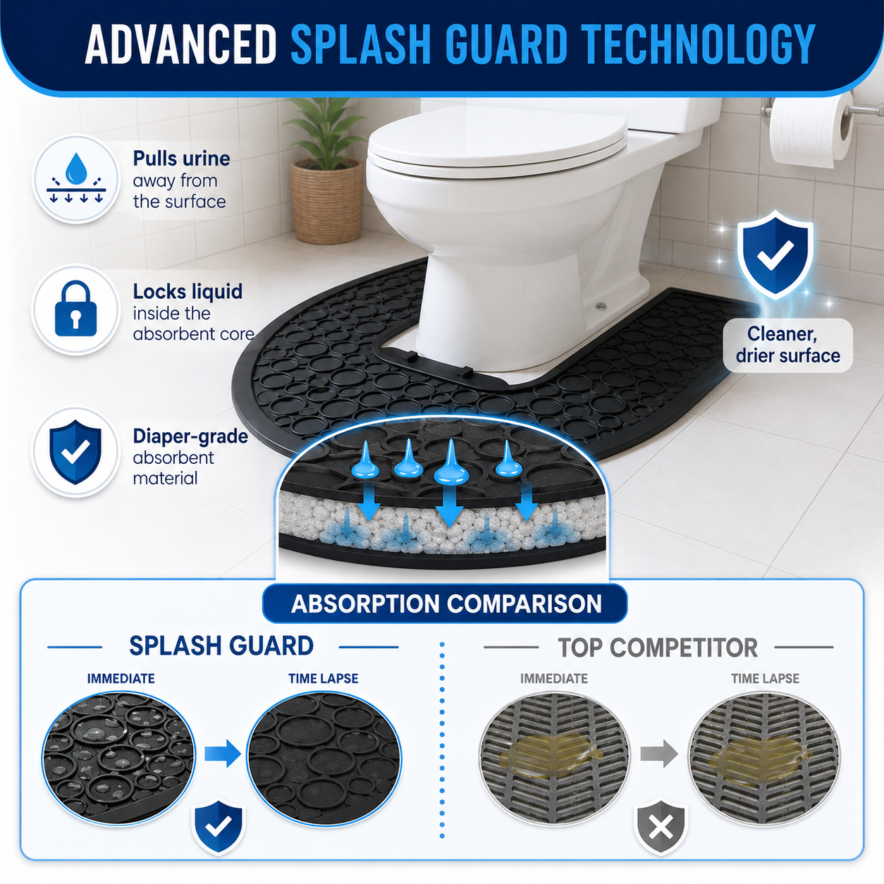 Splash Guard - Protects Your Floors, Simplifies Cleanup